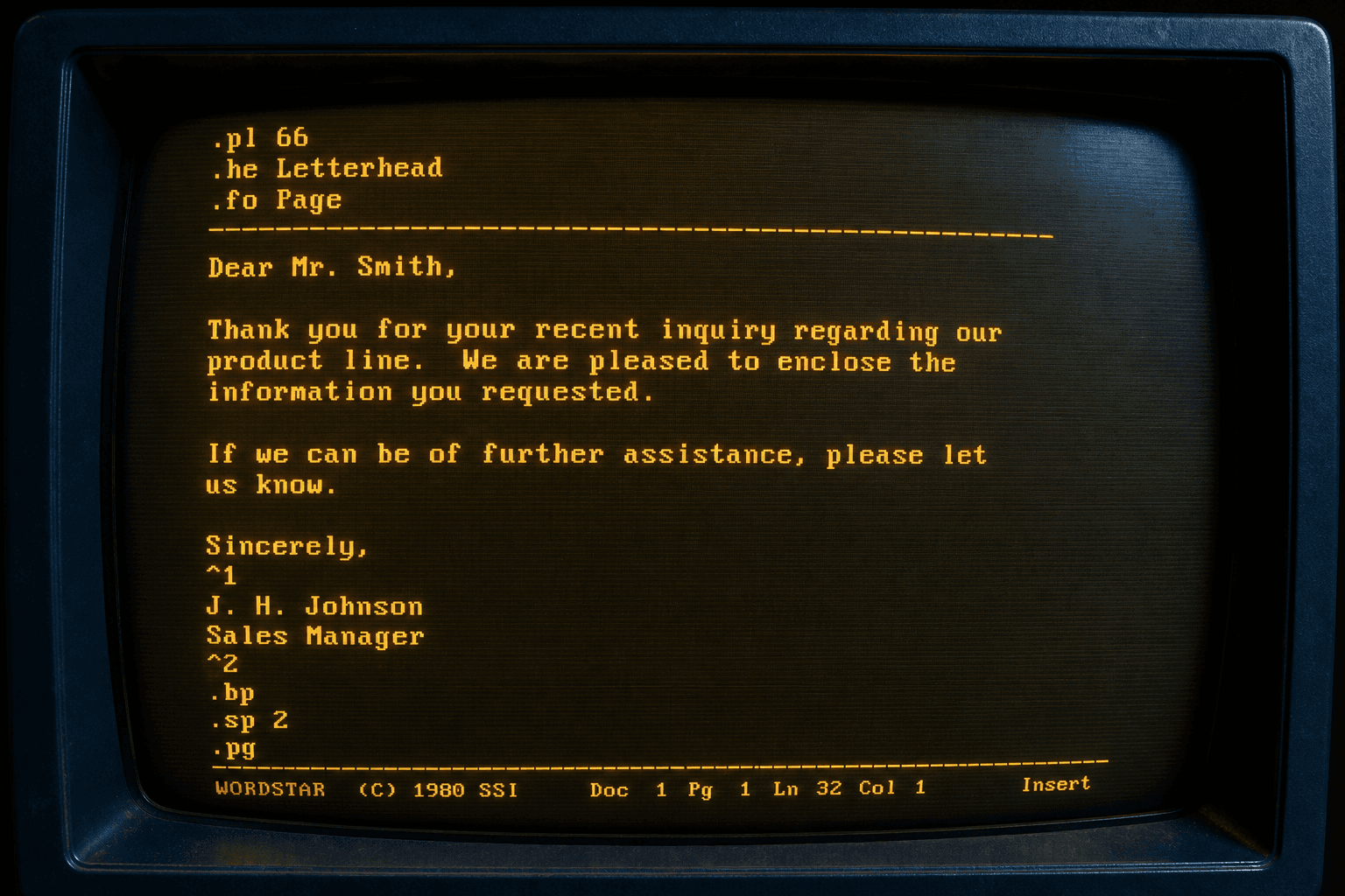 WordStar Dot Commands, Print Controls, and High-Bit Wrap