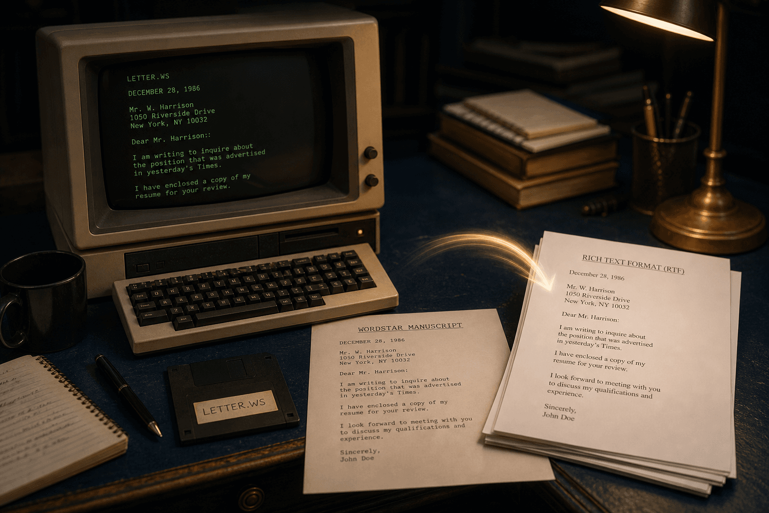 WordStar document converting to Rich Text Format RTF